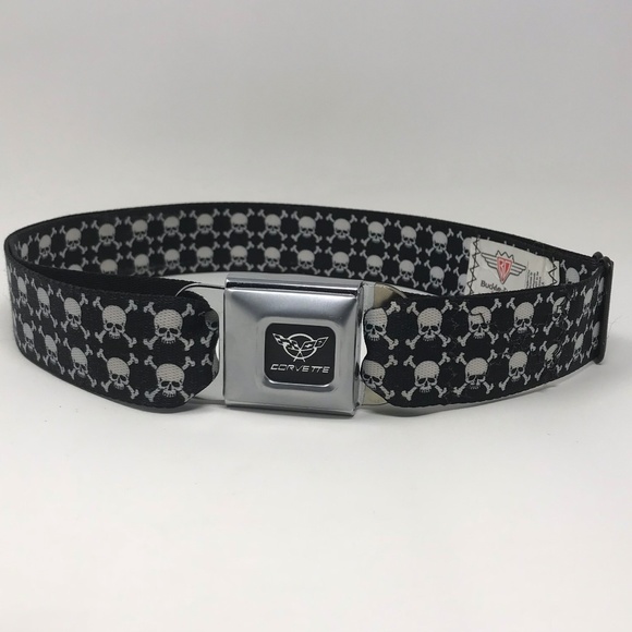 Buckle Down Belt Corvette Skull and Crossbones - Picture 1 of 6